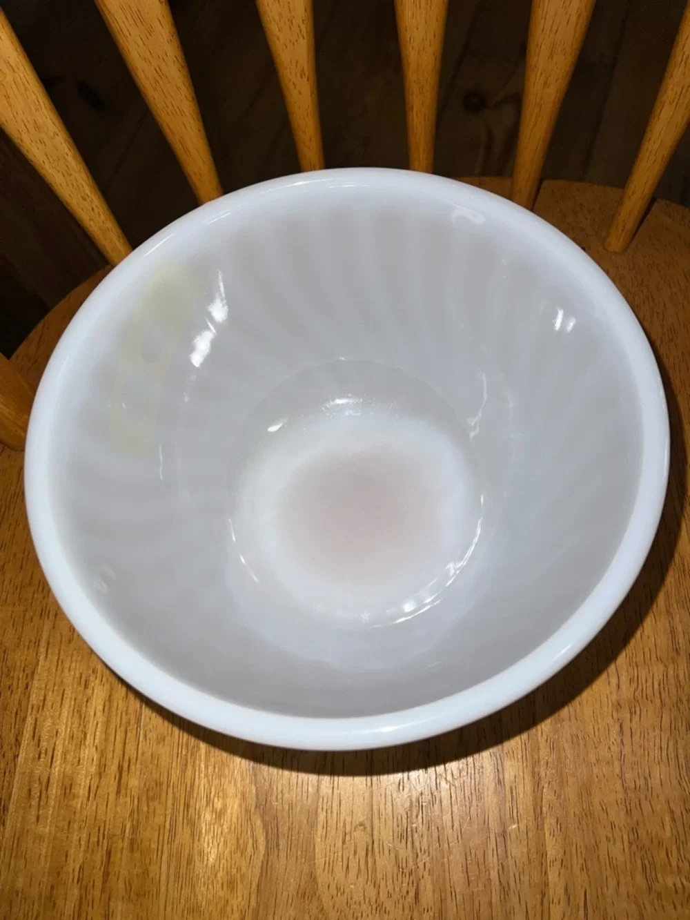 Vintage Fire King White Swirl Milk Glass Mixing Bowl 8”